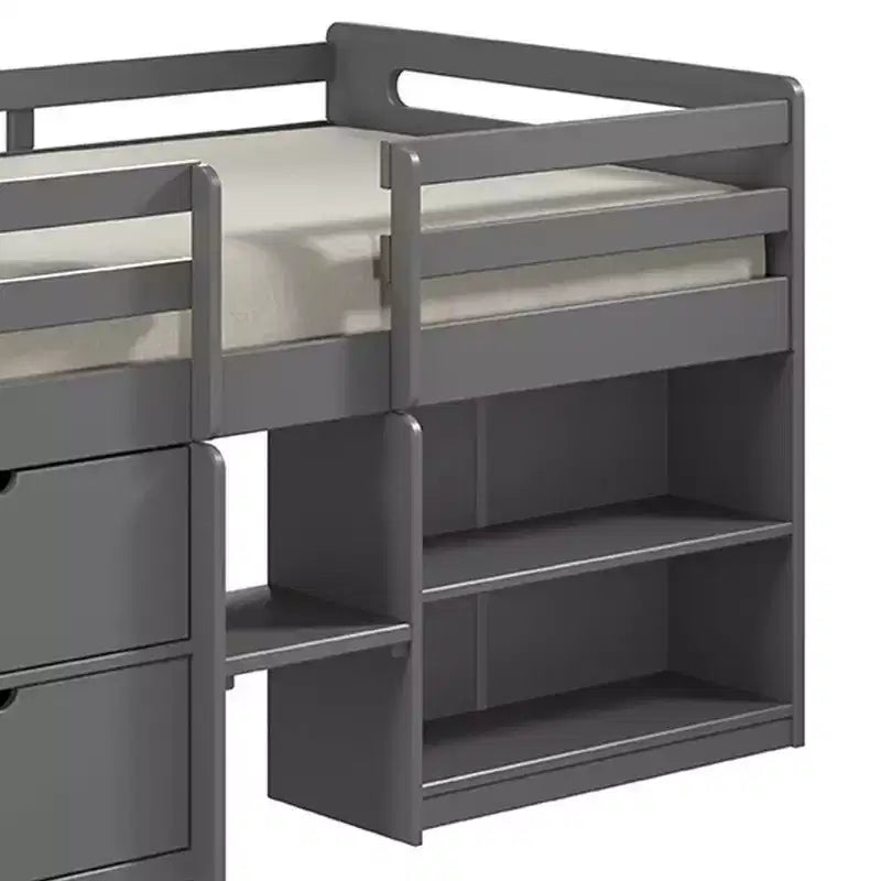 Lit mezzanine double de 77 po, finition grise