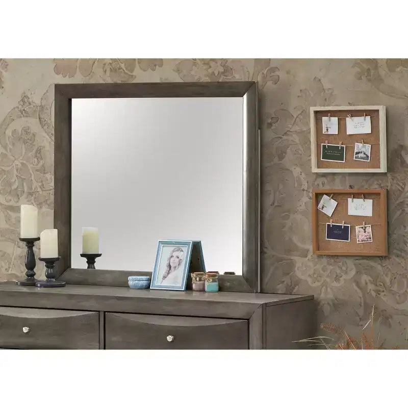 Miroir de commode rectangulaire moderne encadré de 35 po x 39 po