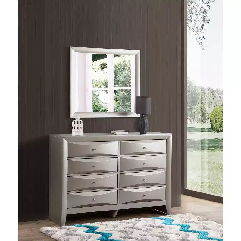 Miroir de commode rectangulaire moderne encadré de 35 po x 39 po