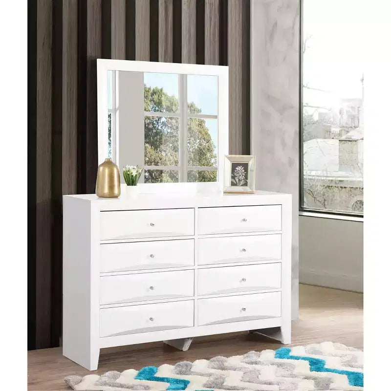 Miroir de commode rectangulaire moderne encadré de 35 po x 39 po