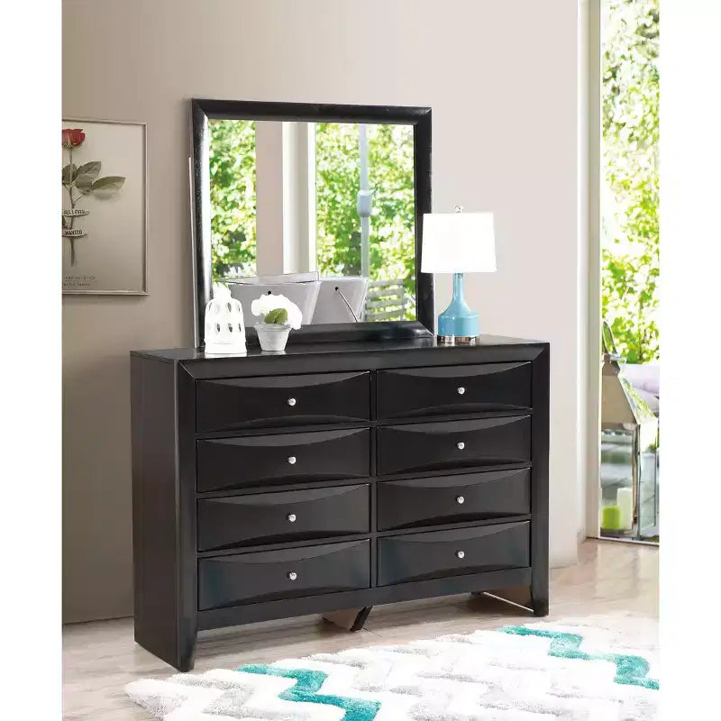Miroir de commode rectangulaire moderne encadré de 35 po x 39 po