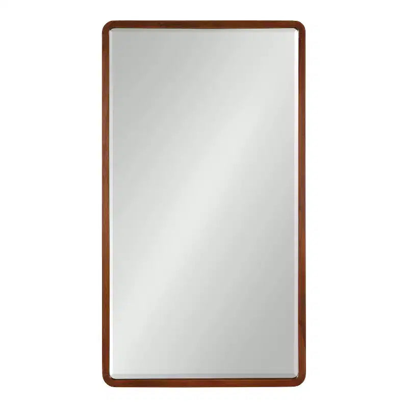 Miroir mural rectangulaire en bois à bords arrondis