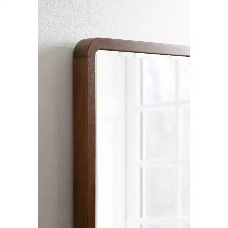 Miroir mural rectangulaire en bois à bords arrondis