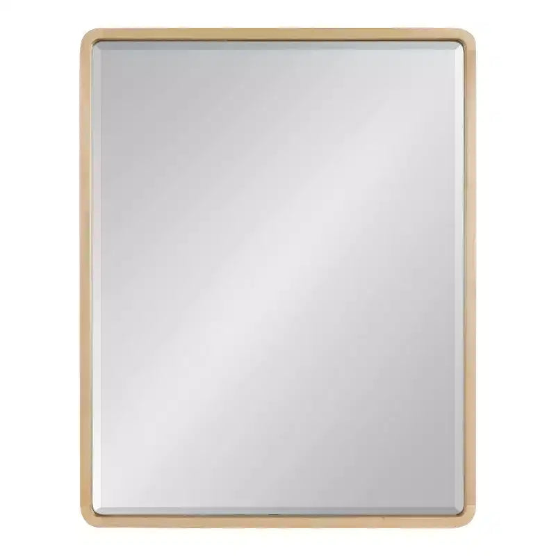Miroir mural rectangulaire en bois à bords arrondis