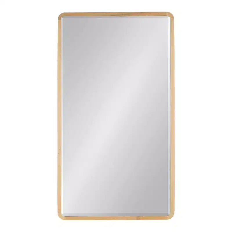 Miroir mural rectangulaire en bois à bords arrondis