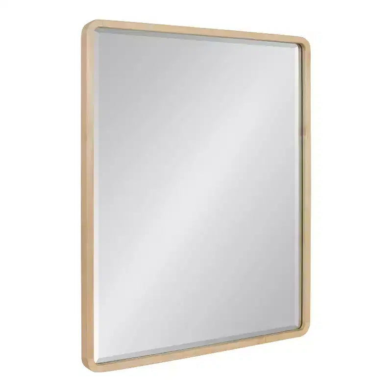 Miroir mural rectangulaire en bois à bords arrondis