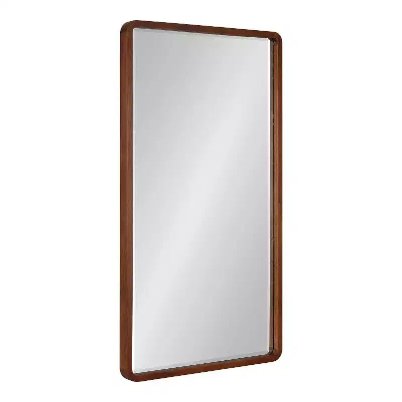 Miroir mural rectangulaire en bois à bords arrondis