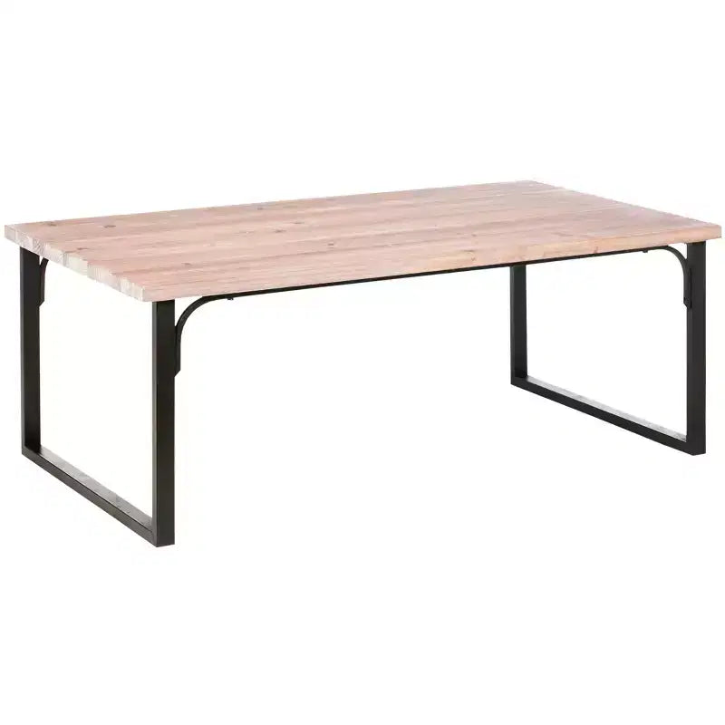 Table basse, Marron - Bois de sapin avec cadre en fer