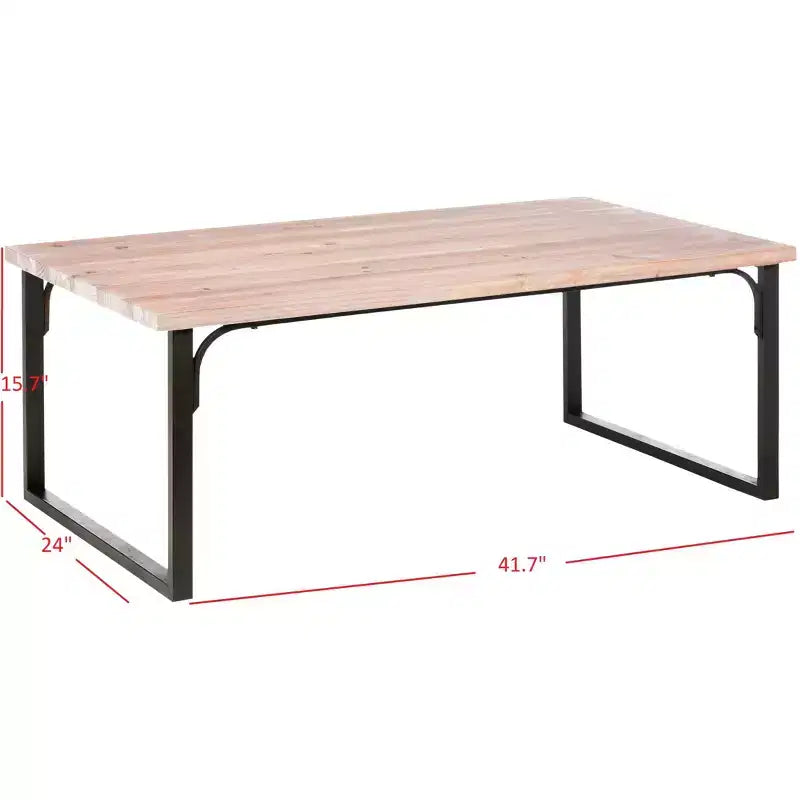 Table basse, Marron - Bois de sapin avec cadre en fer
