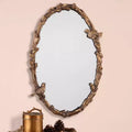 Miroir mural ovale décoratif, cadre en métal doré antique gris rustique, 58 cm de large pour salle de bain, chambre à coucher, salon