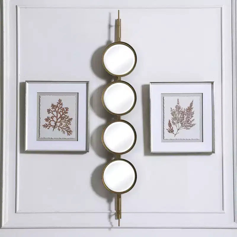 Miroir mural décoratif, finition feuille d'or biseautée moderne, cadre en fer saisissant, 25 cm de large pour salle de bain, chambre à coucher, salon