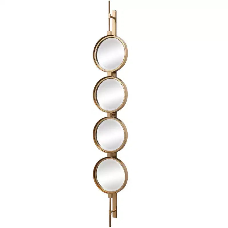 Miroir mural décoratif, finition feuille d'or biseautée moderne, cadre en fer saisissant, 25 cm de large pour salle de bain, chambre à coucher, salon