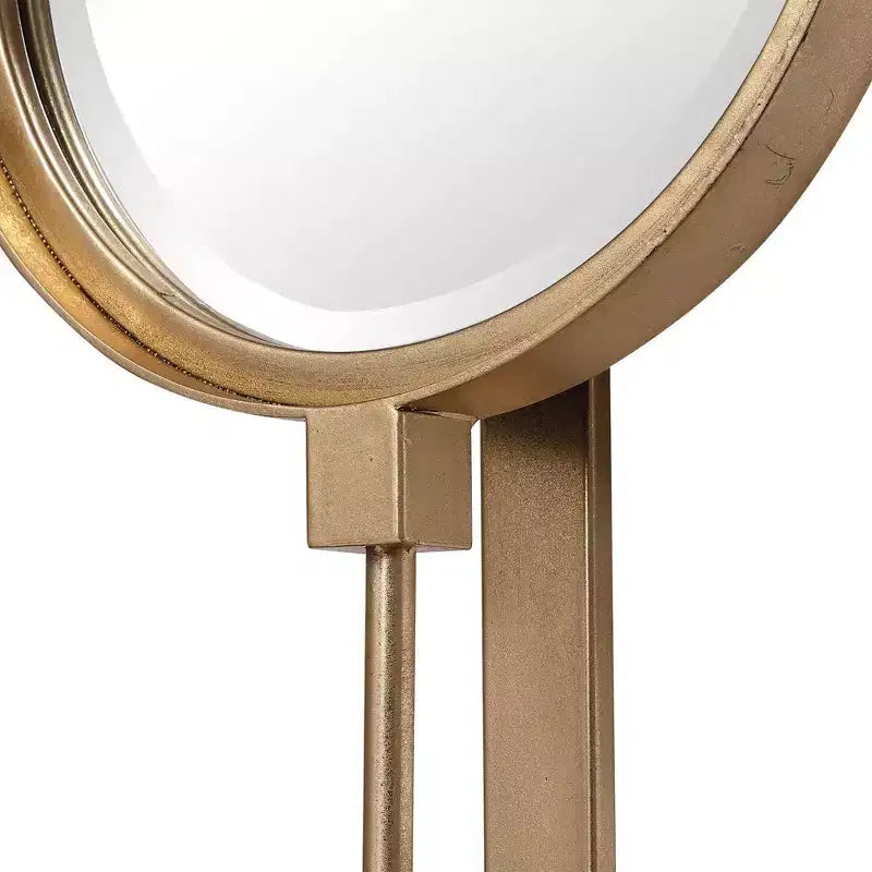 Miroir mural décoratif, finition feuille d'or biseautée moderne, cadre en fer saisissant, 25 cm de large pour salle de bain, chambre à coucher, salon
