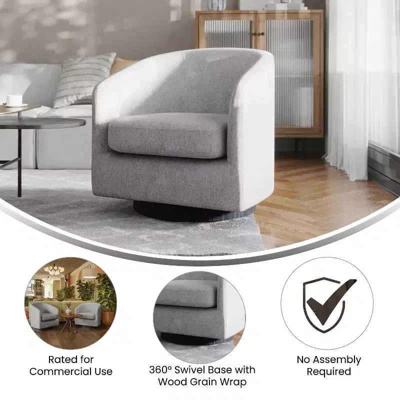 Fauteuil club capitonné avec pivotement à 360 degrés et accoudoirs inclinés