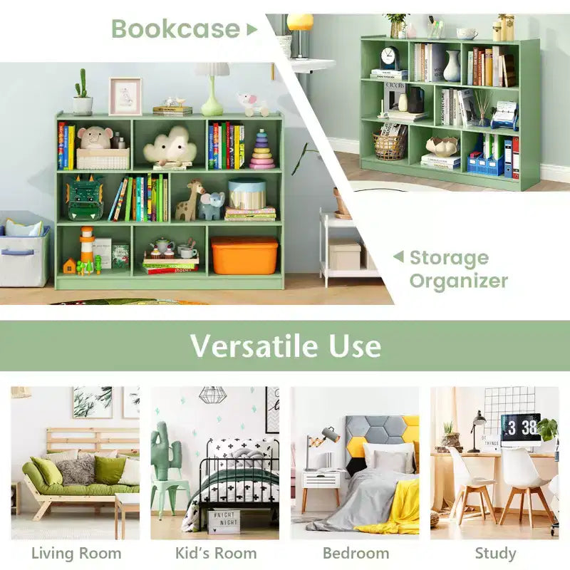 Bibliothèque ouverte à 3 niveaux, étagère à livres à 8 compartiments, meuble de rangement et de présentation
