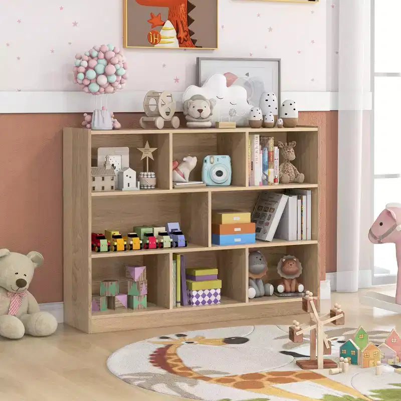 Bibliothèque ouverte à 3 niveaux, étagère à livres à 8 compartiments, meuble de rangement et de présentation