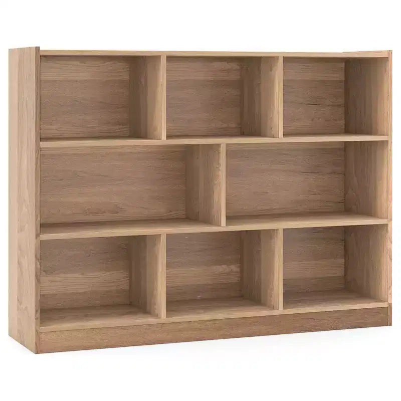 Bibliothèque ouverte à 3 niveaux, étagère à livres à 8 compartiments, meuble de rangement et de présentation