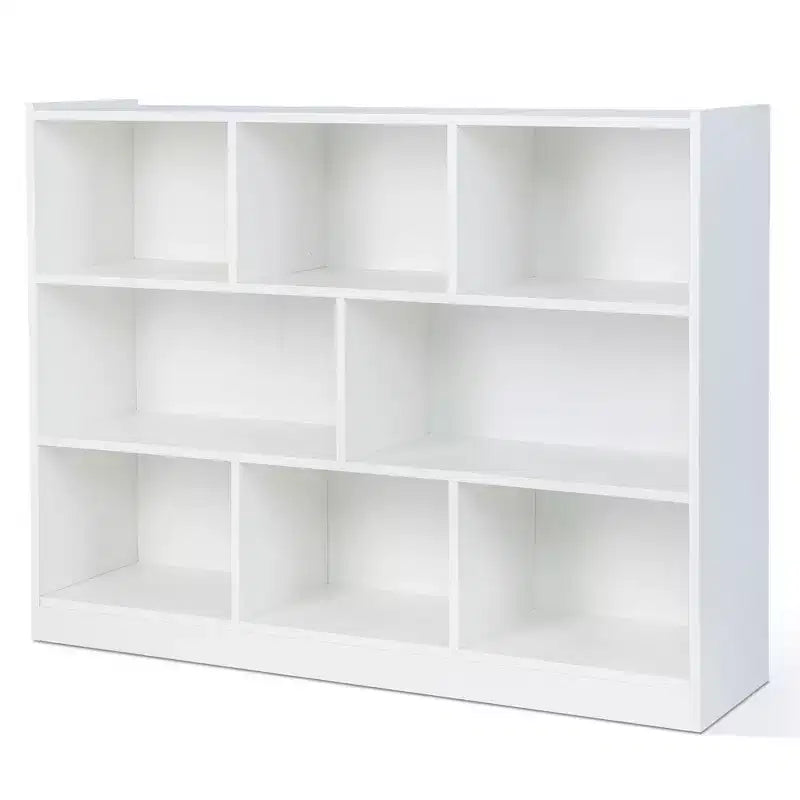 Bibliothèque ouverte à 3 niveaux, étagère à livres à 8 compartiments, meuble de rangement et de présentation