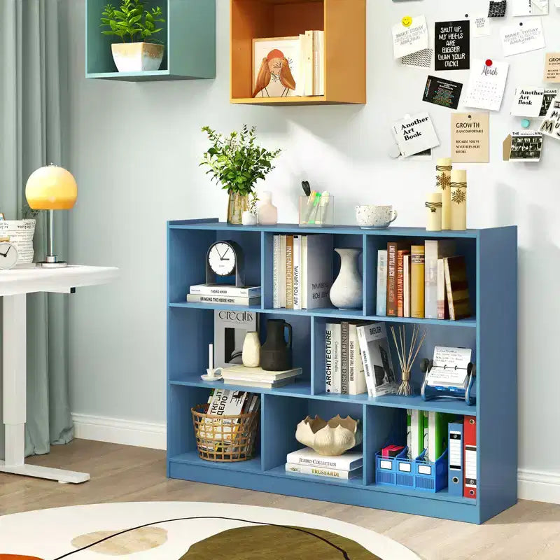 Bibliothèque ouverte à 3 niveaux, étagère à livres à 8 compartiments, meuble de rangement et de présentation
