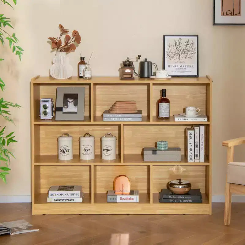 Bibliothèque ouverte à 3 niveaux, étagère à livres à 8 compartiments, meuble de rangement et de présentation