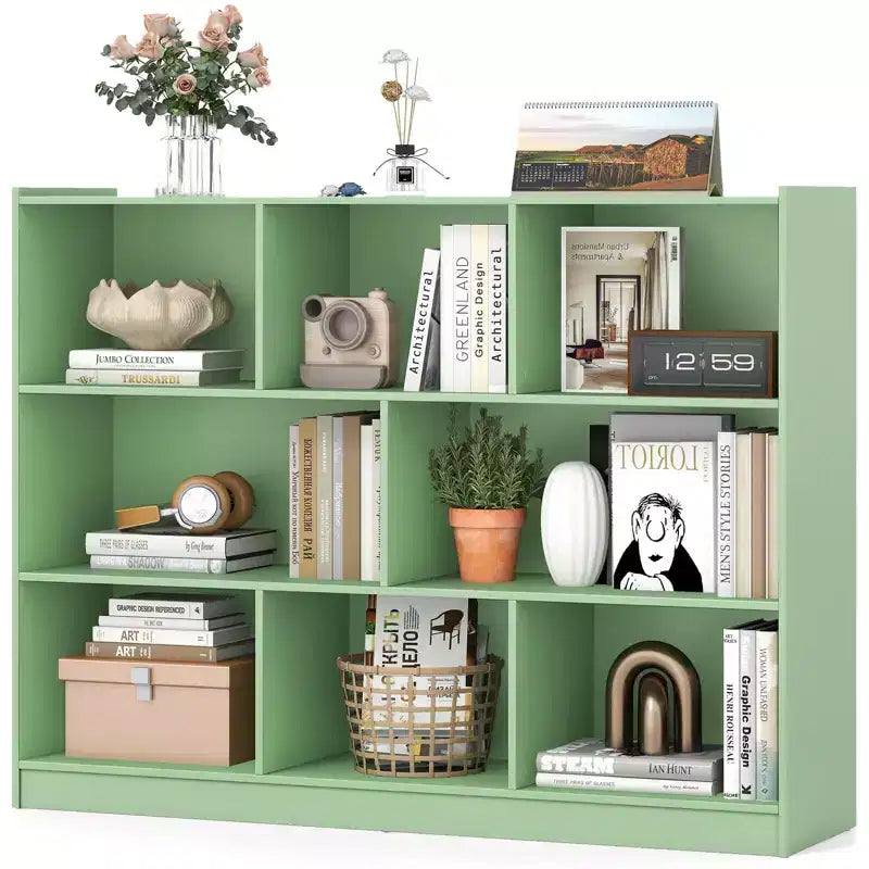 Bibliothèque ouverte à 3 niveaux, étagère à livres à 8 compartiments, meuble de rangement et de présentation