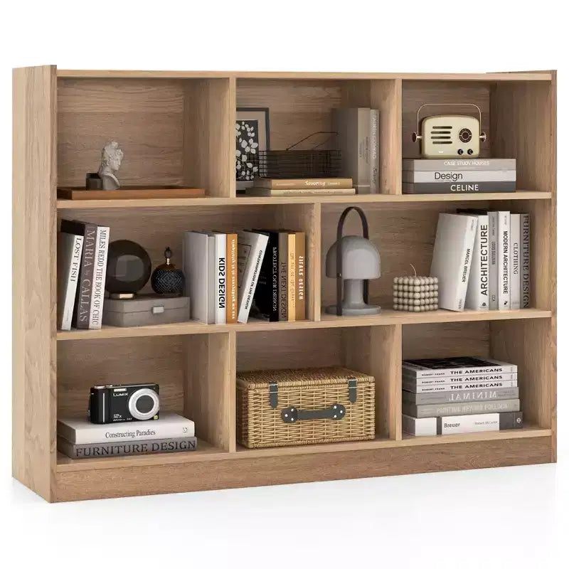 Bibliothèque ouverte à 3 niveaux, étagère à livres à 8 compartiments, meuble de rangement et de présentation