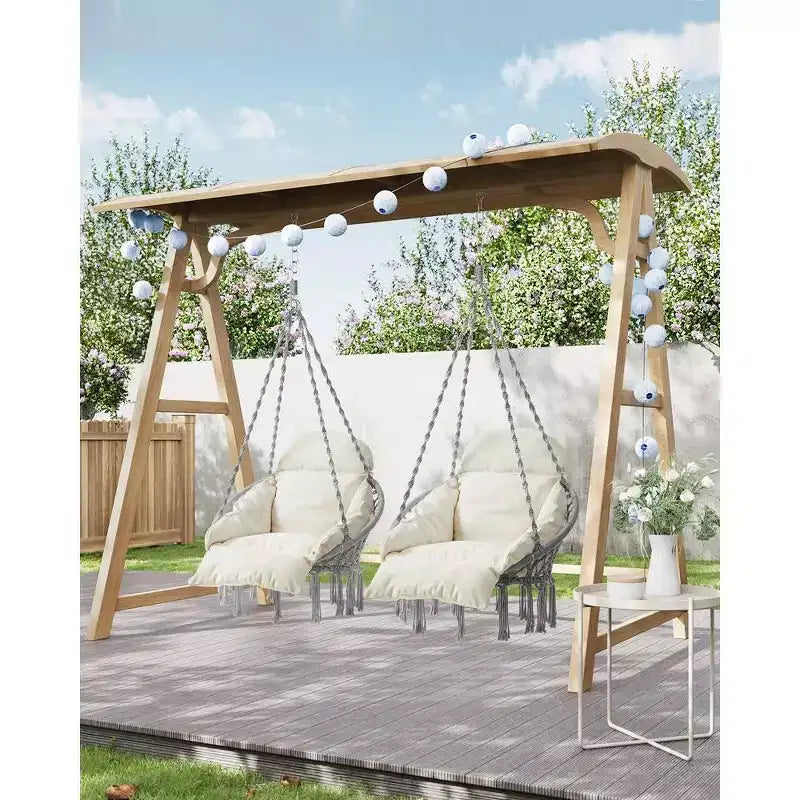 Chaise suspendue, chaise hamac avec grand coussin épais, balançoire bohème