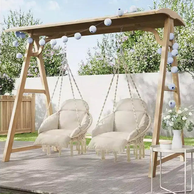 Chaise suspendue, chaise hamac avec grand coussin épais, balançoire bohème
