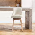 Tabouret de bar rembourré pivotant de 66 cm, crème