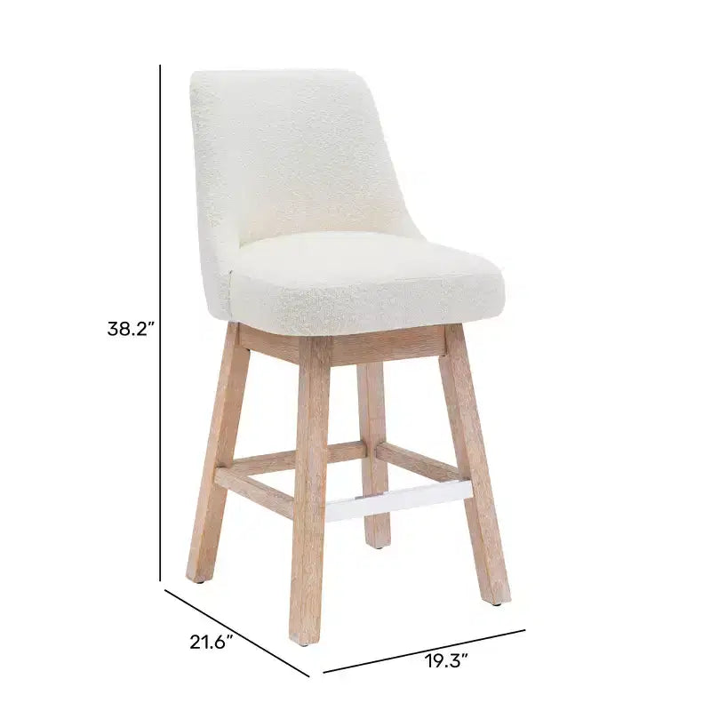 Tabouret de bar rembourré pivotant de 66 cm, crème