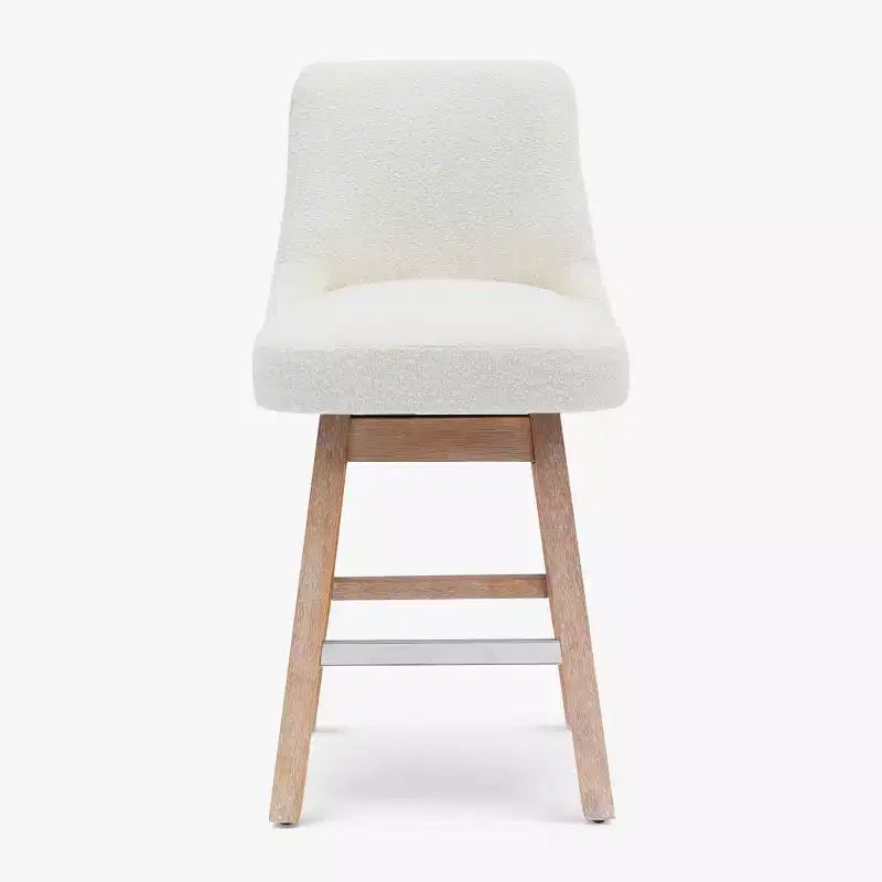 Tabouret de bar rembourré pivotant de 66 cm, crème