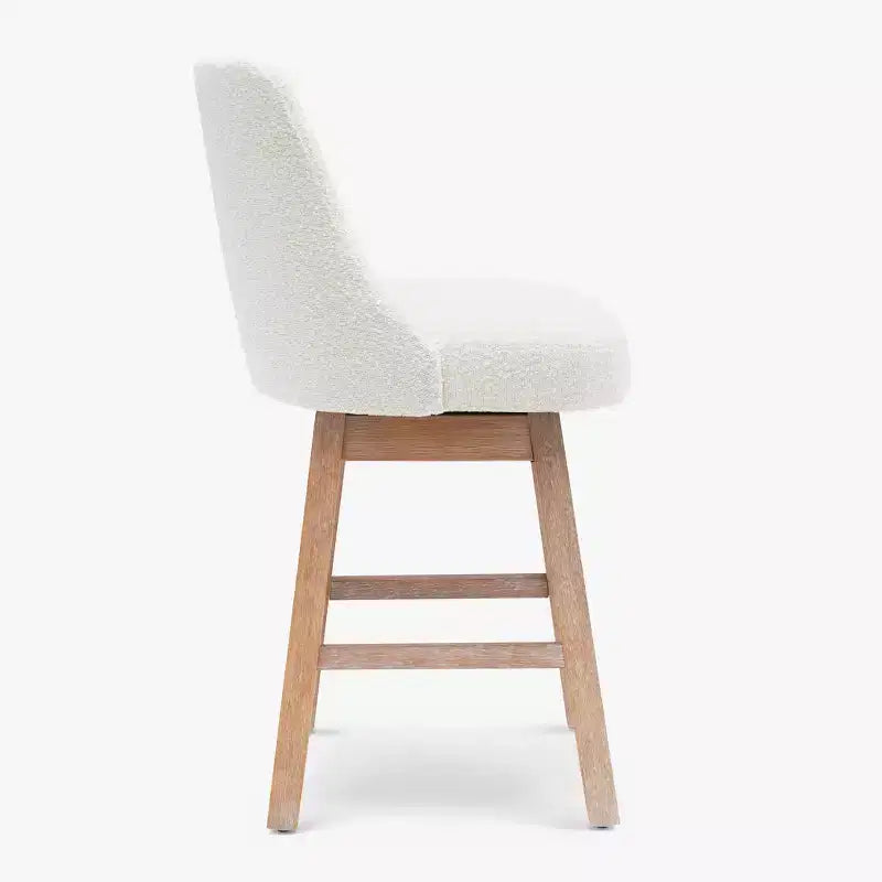 Tabouret de bar rembourré pivotant de 66 cm, crème