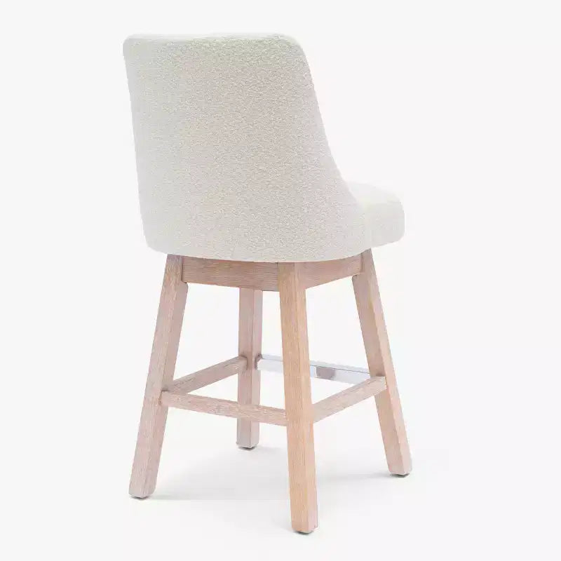 Tabouret de bar rembourré pivotant de 66 cm, crème