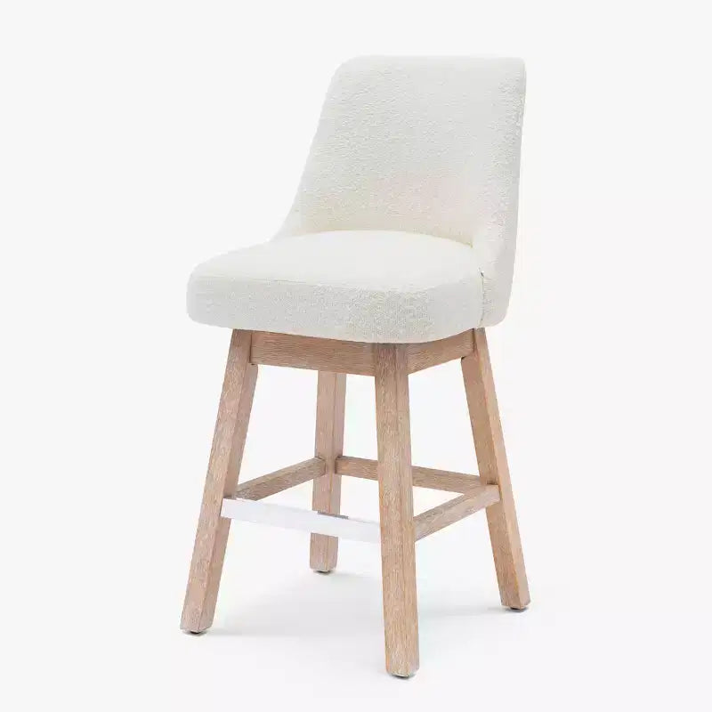 Tabouret de bar rembourré pivotant de 66 cm, crème