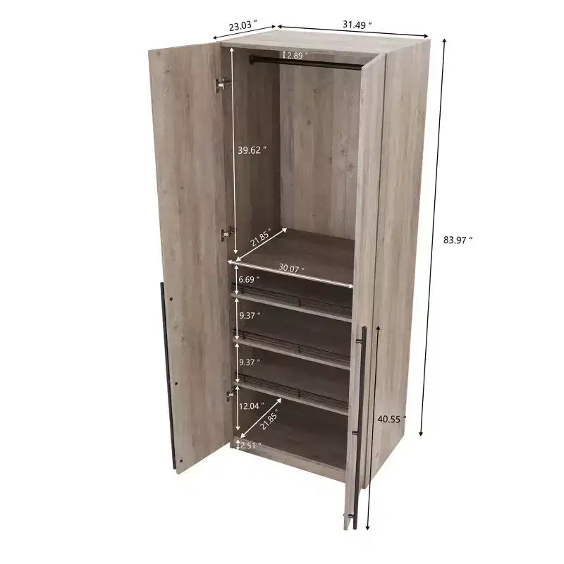 Placard-penderie 2 portes et 4 étagères