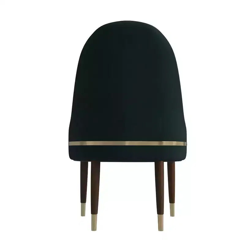 Chaise de salle à manger à dossier haut - Revêtement en cuir avec motif ondulé au dos, cadre en bois d'hévéa et accents dorés