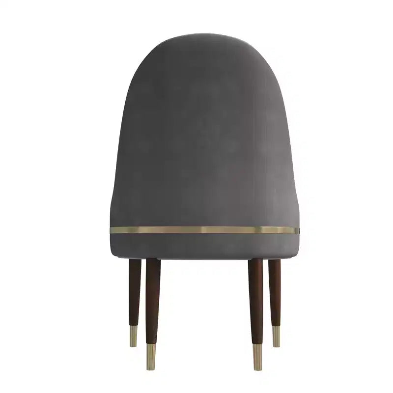 Chaise de salle à manger à dossier haut - Revêtement en cuir avec motif ondulé au dos, cadre en bois d'hévéa et accents dorés