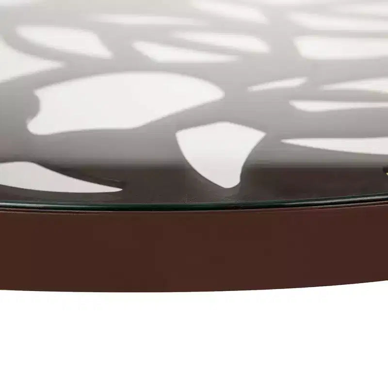 Table de bistrot moderne de 31" - Base en aluminium anticorrosion au design arborescent avec plateau circulaire en verre trempé pour usage intérieur/extérieur