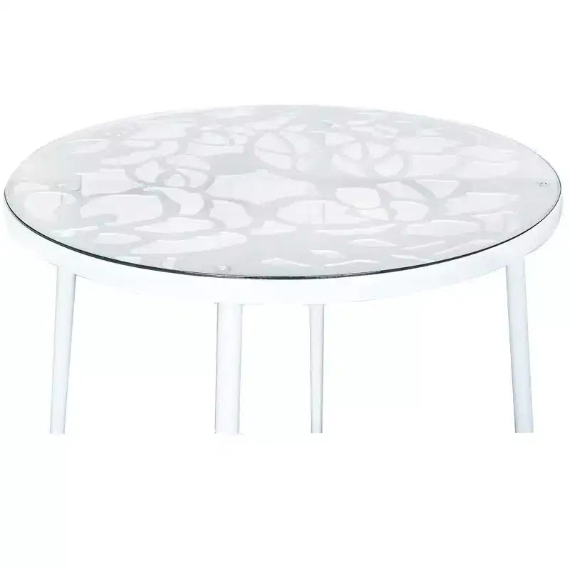 Table de bistrot moderne de 31" - Base en aluminium anticorrosion au design arborescent avec plateau circulaire en verre trempé pour usage intérieur/extérieur