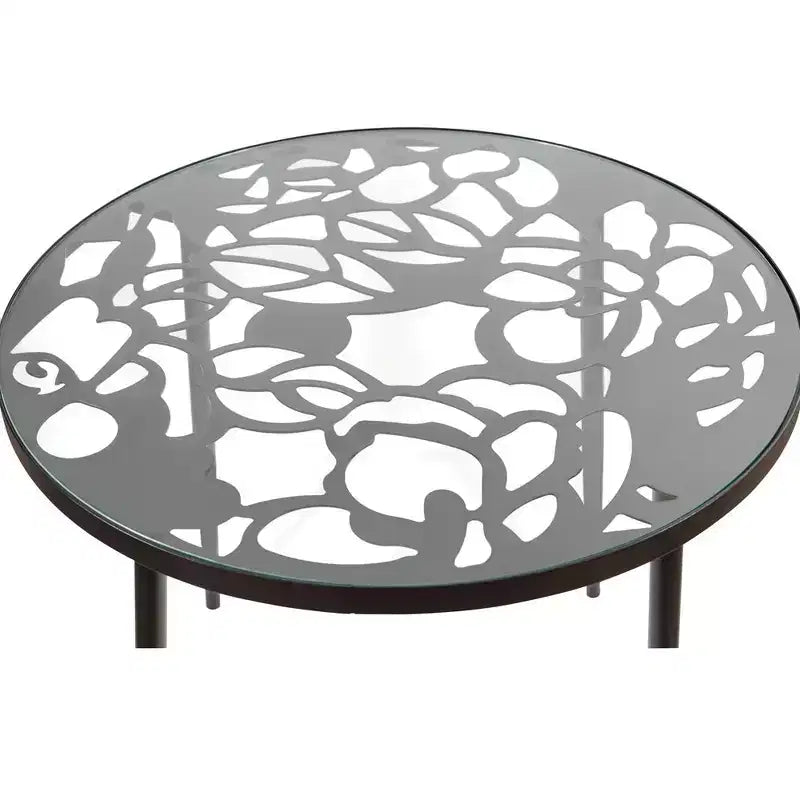Table de bistrot moderne de 31" - Base en aluminium anticorrosion au design arborescent avec plateau circulaire en verre trempé pour usage intérieur/extérieur