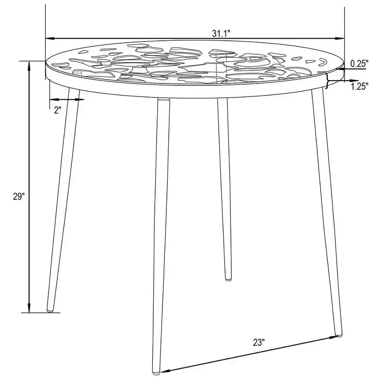 Table de bistrot moderne de 31" - Base en aluminium anticorrosion au design arborescent avec plateau circulaire en verre trempé pour usage intérieur/extérieur
