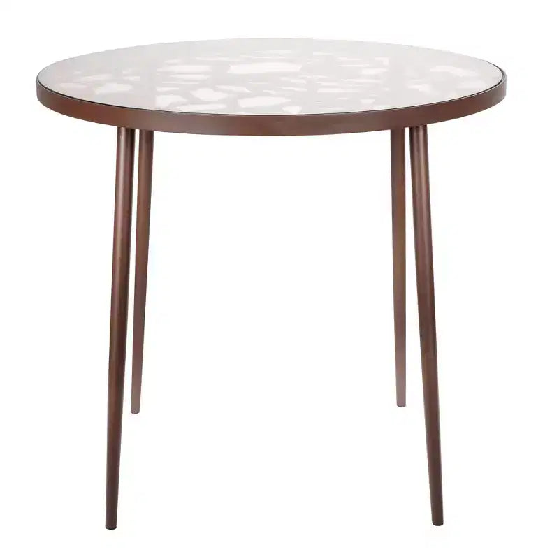 Table de bistrot moderne de 31" - Base en aluminium anticorrosion au design arborescent avec plateau circulaire en verre trempé pour usage intérieur/extérieur