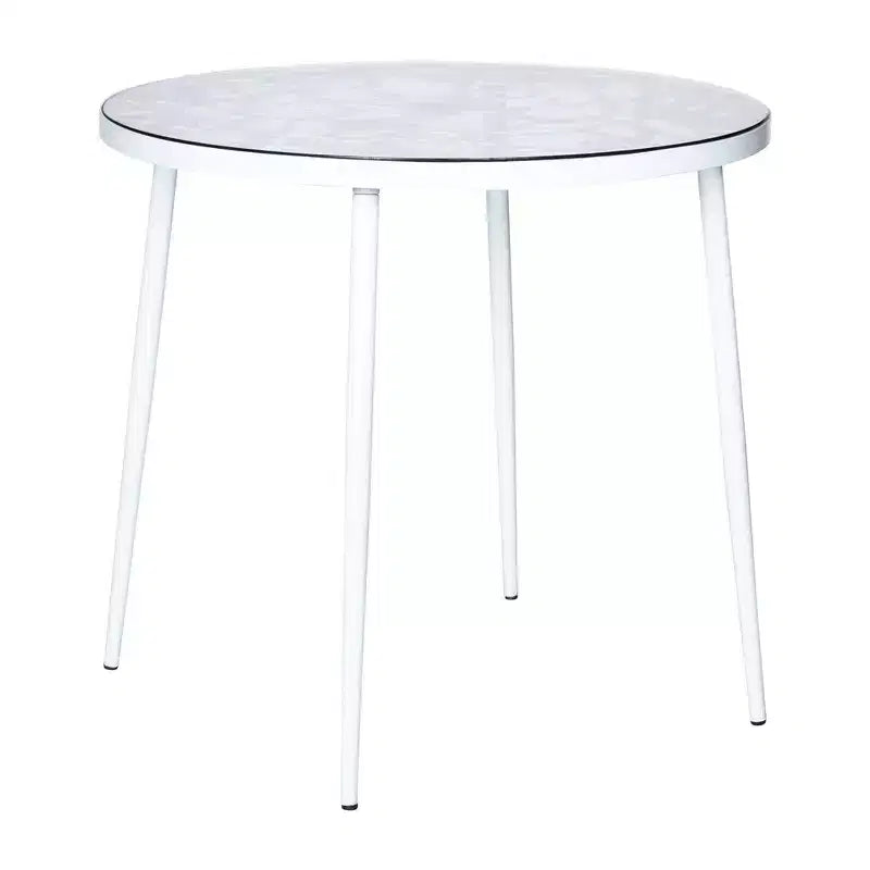 Table de bistrot moderne de 31" - Base en aluminium anticorrosion au design arborescent avec plateau circulaire en verre trempé pour usage intérieur/extérieur