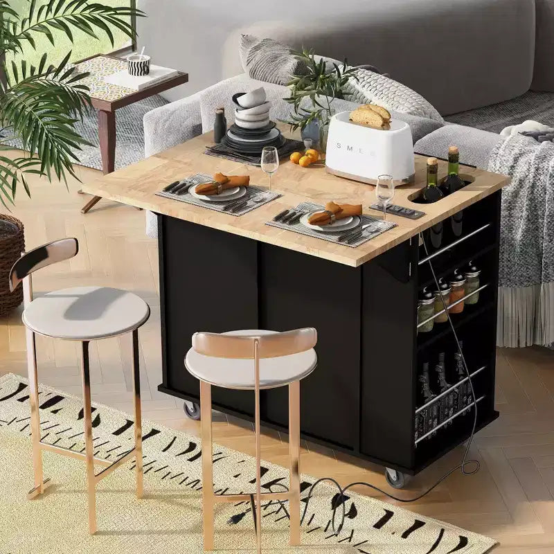 Îlot de cuisine moderne avec abattant et roulettes