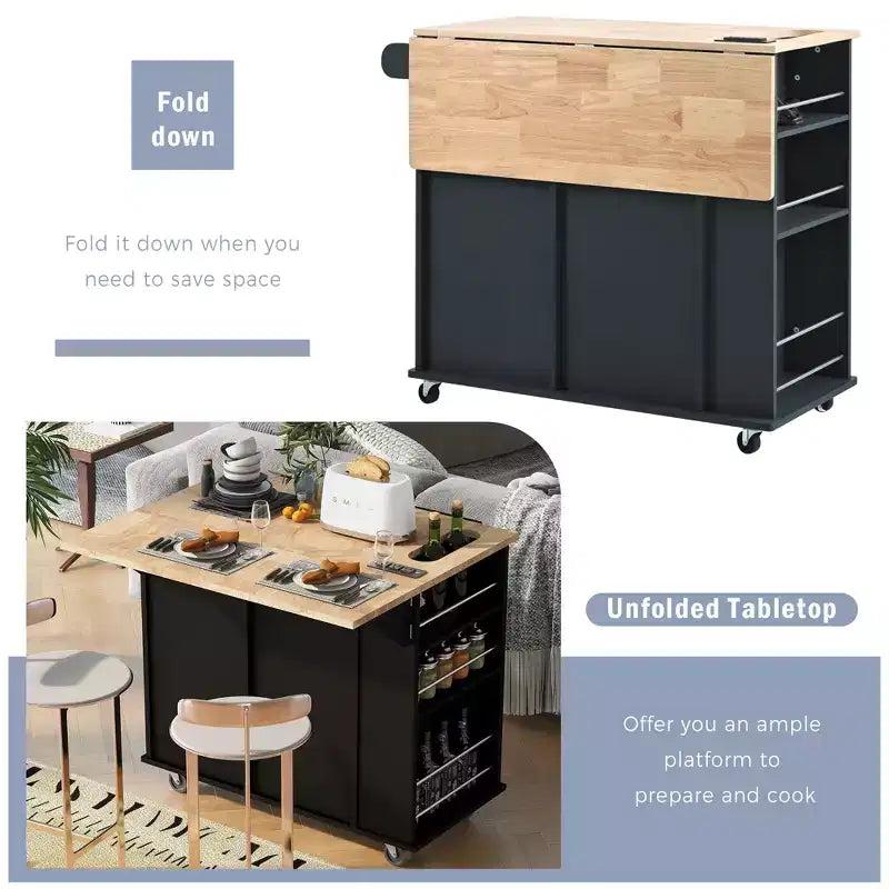 Îlot de cuisine moderne avec abattant et roulettes
