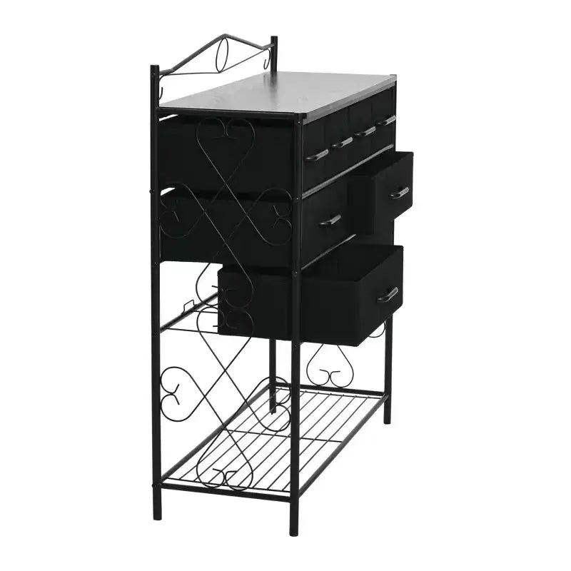 Commode de style victorien, 8 tiroirs et étagère à chaussures inférieure, noir