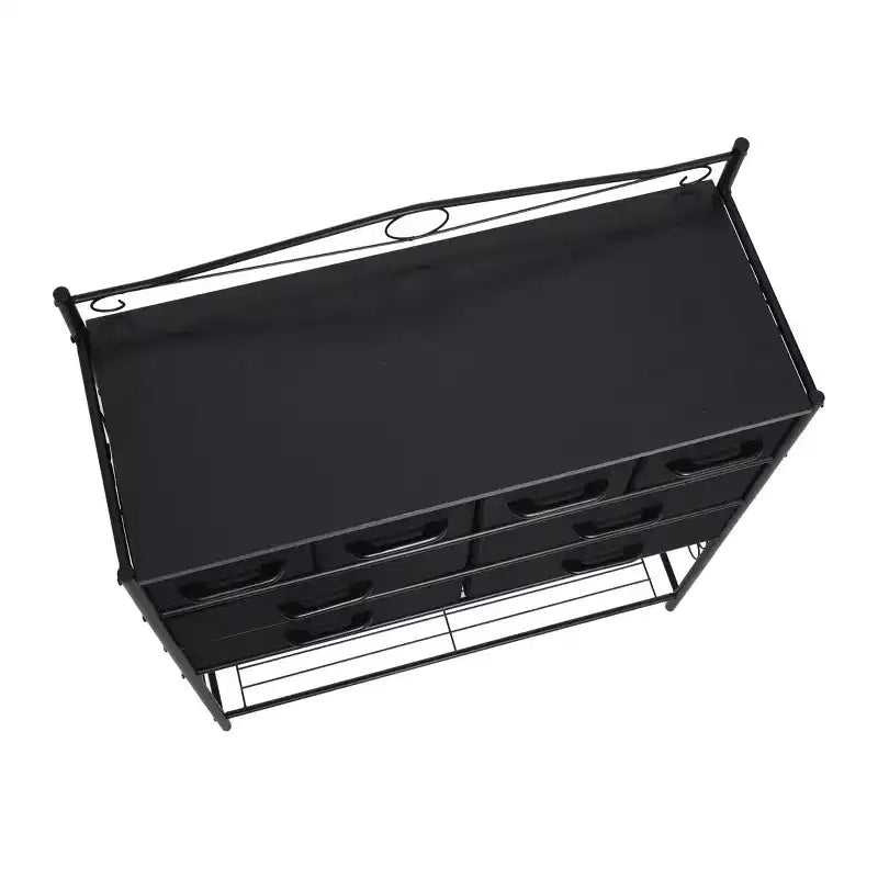 Commode de style victorien, 8 tiroirs et étagère à chaussures inférieure, noir