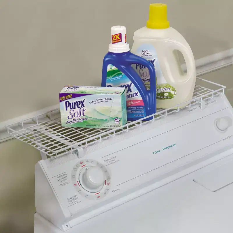 Étagère de rangement arrière au-dessus de la machine à laver pour organiser et ranger les fournitures de buanderie